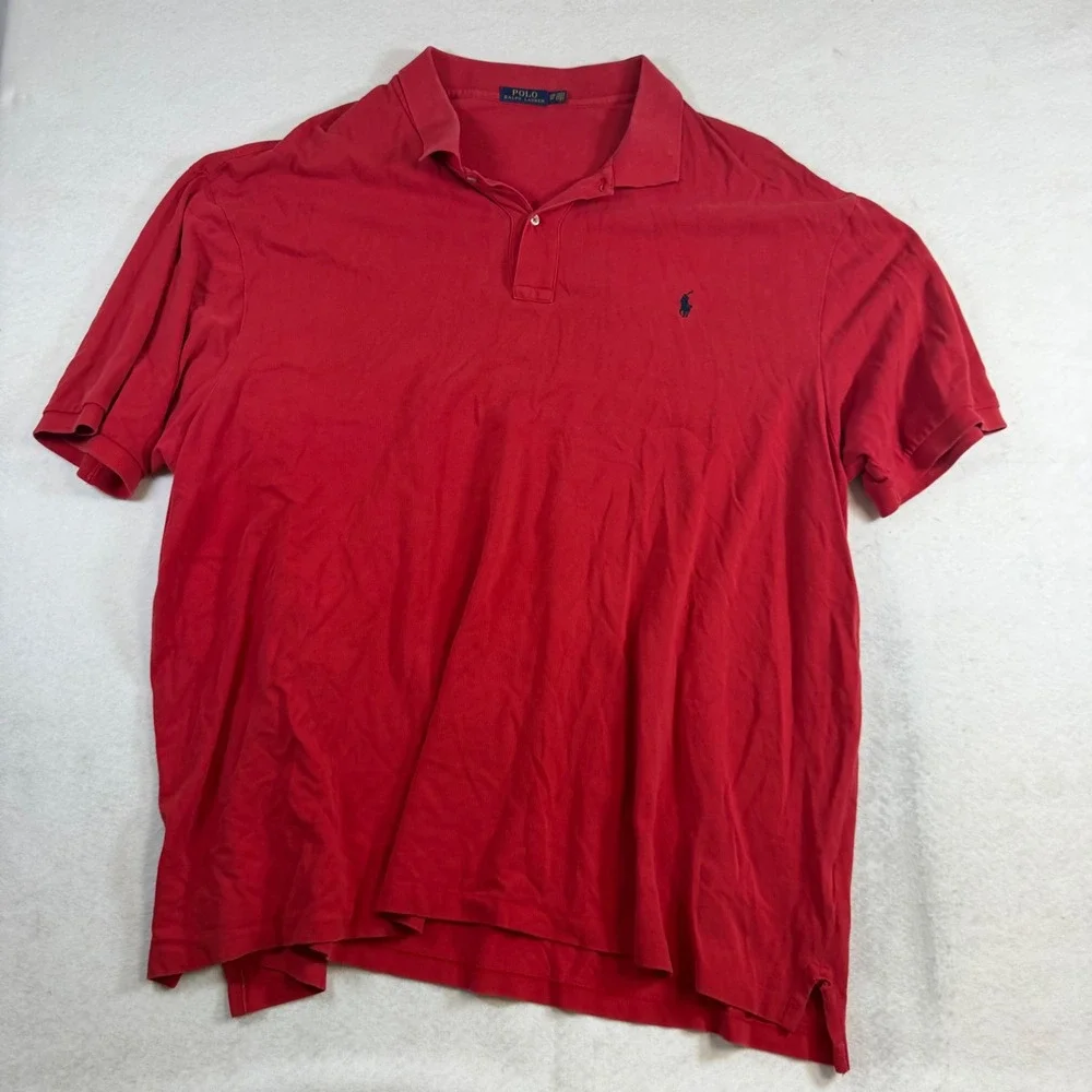 Polo Ralph Lauren Mens Red Short Sleeve Pique Polo Shirt Big & Tall 5XB Logo